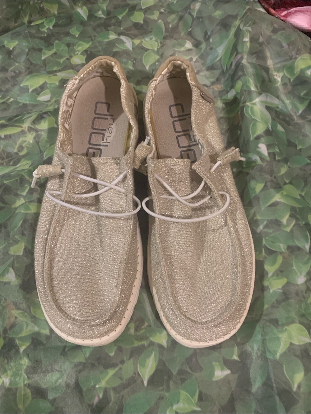 Hey Dude Wally Sparkle Slip-Ons in Champagne Gold